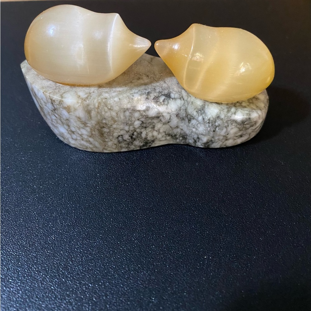 Marble Hedgehog Pair Paperweight/Decoration